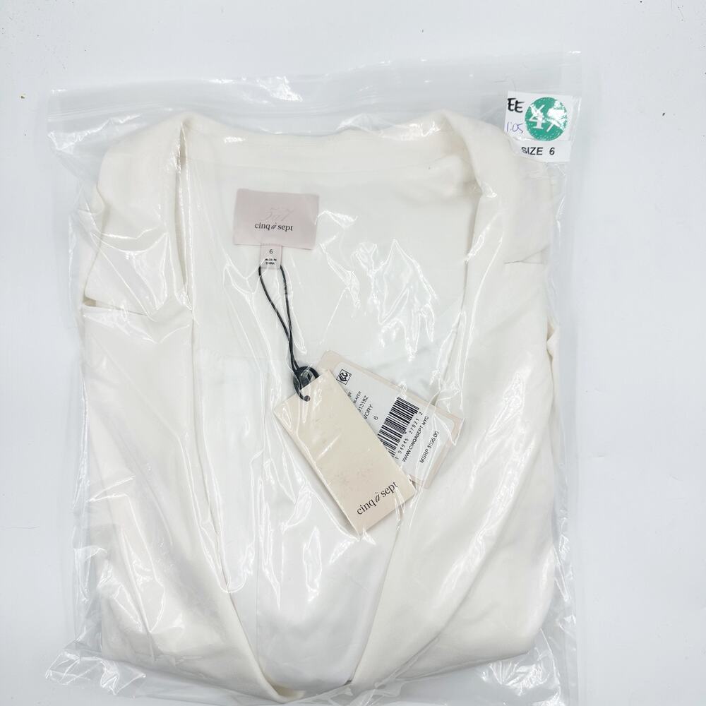 Cinq á Sept Kourtney White Ruffle Blazer Ivory 6 Small Single Breasted Peplum - Picture 9 of 9